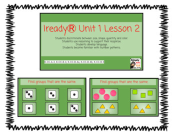 Preview of IreadyⓇ-Kindergarten ReadyⓇMath Unit 1 lesson 2 - Slides