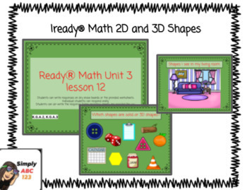 Preview of IreadyⓇ - Kindergarten ReadyⓇMath Unit 3 lesson 12- shapes Companion Slides