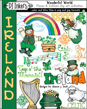 Preview of Ireland Clip Art for St Patrick's Day, Irish Heritage - Wonderful World