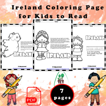 Ireland Coloring Page for Kids to Read, Color, and Learn by super kidspro