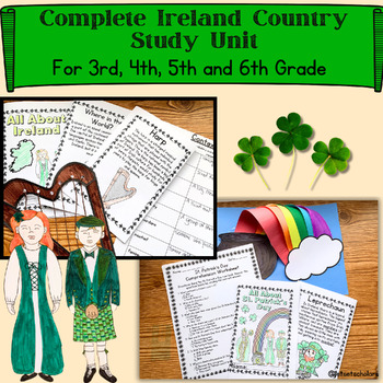 Preview of Ireland Country Study Bundle with St. Patrick's Day Reading Comprehension (3-6)