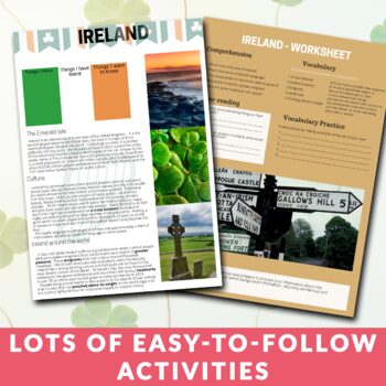 Ireland - Reading Comprehension, Vocabulary, Activities & Lesson Plan