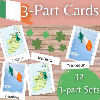 Preview of Ireland Sight Words 3-Part Cards Homeschool or Classroom St Patrick's Montessori