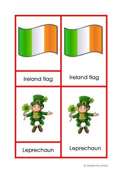 Preview of Ireland St Patrick's Day Montessori 3 part cards