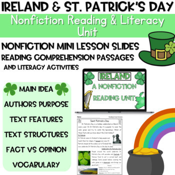 Preview of Ireland & St. Patrick's Day Nonfiction Reading Unit and Literacy Activities