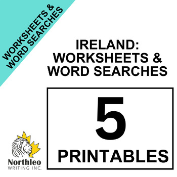 Preview of Ireland Worksheets and Word Search - Irish Products, Landmarks & Geography