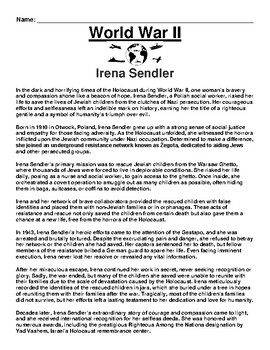 Preview of Irena Sendler Article & Questions (PDF)