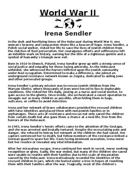 Preview of Irena Sendler Article & Questions (WORD)
