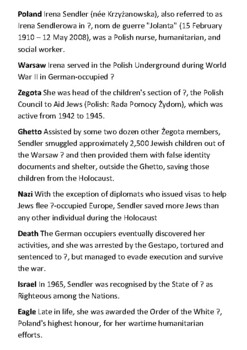 Irena Sendler Crossword by Steven's Social Studies