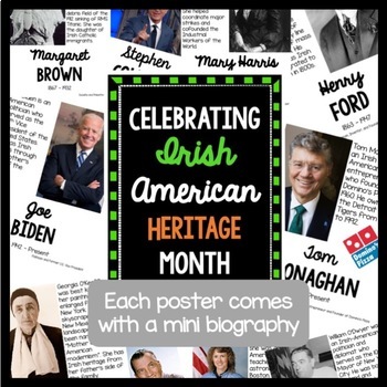 Preview of Irish American Heritage Month Biography Posters