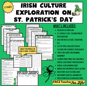 Preview of Irish Culture Exploration- St. Patrick's Day, No Prep, Middle or High School