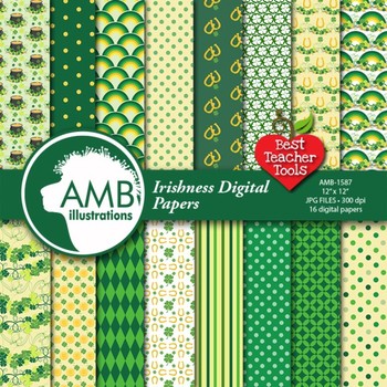 Preview of Irish Digital Papers, St Patricks Day Papers and Backgrounds AMB-1587