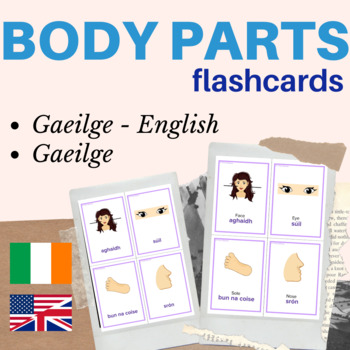 Preview of Irish Gaeilge Body Parts FLASH CARDS