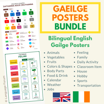 Preview of Irish Gaeilge posters bundle (with English translations)