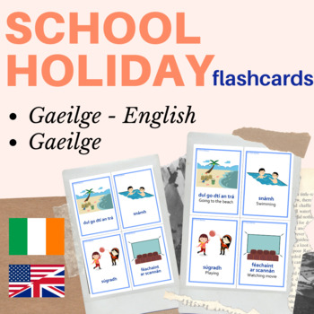 Preview of Irish Gaeilge school holidays flash cards