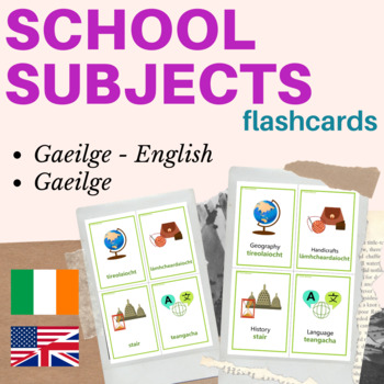 Preview of Irish Gaeilge school subjects flashcards