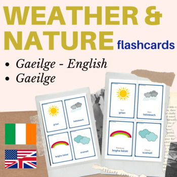 Preview of Irish Gaeilge weather and nature flashcards