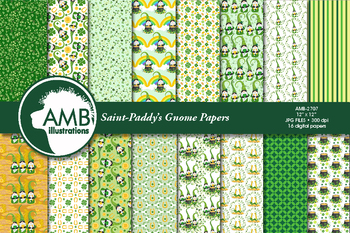 Preview of Irish Gnomes, St Patricks Day Gnome Papers AMB-2707
