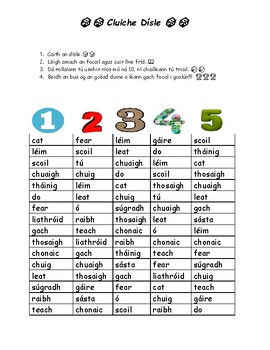 Preview of Irish High Frequency Word Dice Game 41 - 60