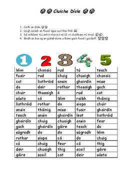 Preview of Irish High Frequency Words 41-72 Dice Game