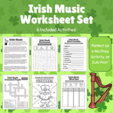 Irish Music Worksheet Set: No-Prep Activity or Sub Plans