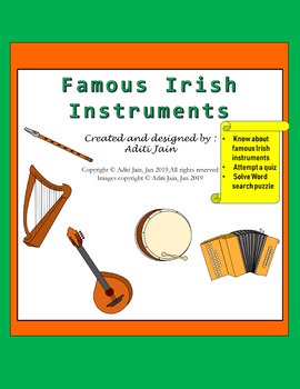Preview of Irish Musical Instrument -Short Description, Quiz, Word Search