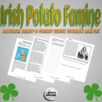 Preview of Irish Potato Famine Worksheet Packet & Document Activity