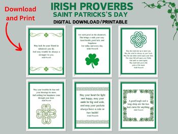 Preview of Irish Proverbs Display Prints, Wall Art, Saint Patrick's Day, Irish Blessing,