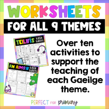 Preview of Irish Worksheet Bundle for ALL Gaeilge Themes