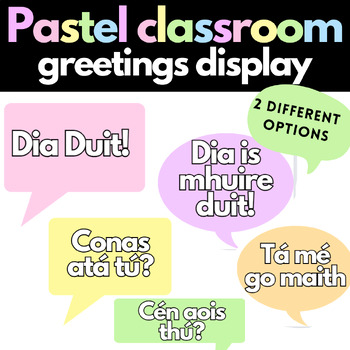 Preview of Irish greetings pastel classroom display