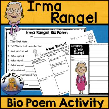 Preview of Irma Rangel Biography Poem Activity and Writing Paper