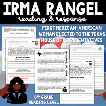 Preview of Irma Rangel: Women's, Hispanic, & Texas History Reading & Response (3rd grade)