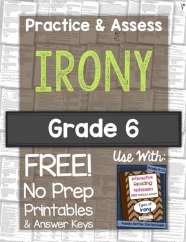 Preview of Irony Practice & Assess: FREE No Prep Printables for Grade 6