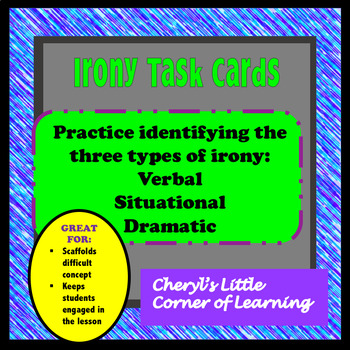 Preview of Irony Task Cards - Situational, Dramatic, and Verbal