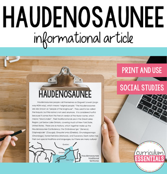 Preview of Haudenosaunee: Indigenous (First Nations) Cultures Informational Article