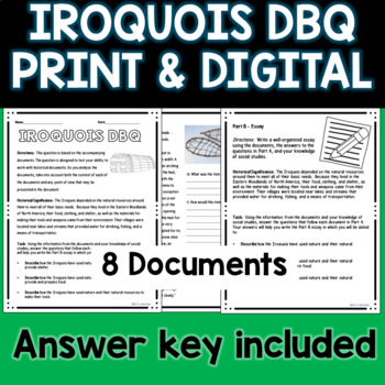 Preview of Iroquois Document Based Question DBQ Distance Learning