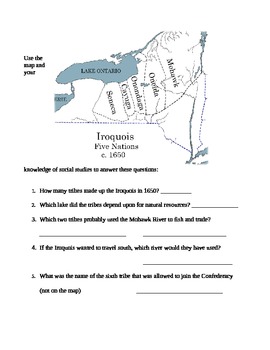 Preview of Fourth Grade Common Core Iroquois/Haudenosaunee (Map Comparison)