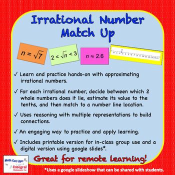 Irrational Number Match Up by Math Cut Ups | TPT