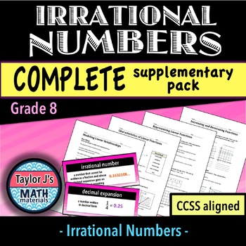 Preview of Irrational Numbers Worksheets - Complete Supplementary Pack & Word Wall