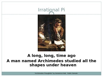Preview of "Irrational Pi" Song Powerpoint