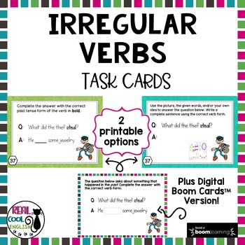 Preview of Irregular Past Tense Verbs | Printable and Digital Task Cards