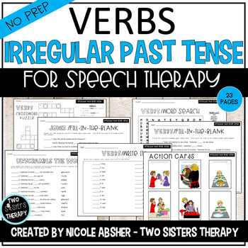 irregular past tense verbs worksheets speech therapy
