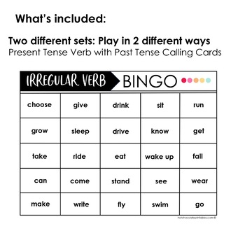 past simple irregular verb bingo game by hot chocolate