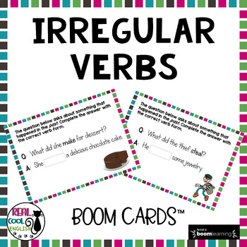 Preview of Irregular Past Tense Verbs Boom Cards - Digital Grammar Review Task Cards