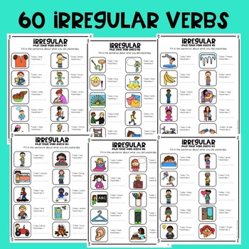 irregular past tense verb worksheets by adventures in speech pathology