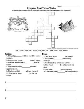 Preview of Irregular Past Tense Verbs Crossword Puzzle w/ Word Bank