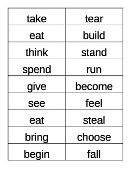 Preview of Irregular Past Tense Verbs Flashcards