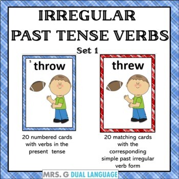 Preview of Irregular Past Tense Verbs- Matching Card Game Set 1 