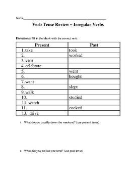 Irregular Past Tense Verbs Practice by ESL Schoolhouse | TPT