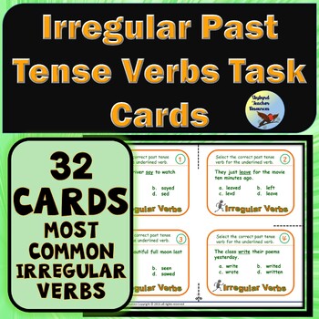 Preview of Vocabulary: Task Cards Irregular Past Tense Verbs Task Card Set ELA ESL